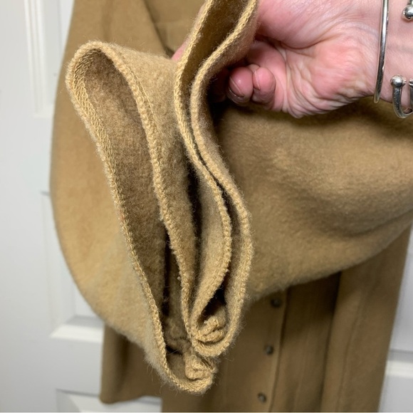 VINTAGE Tan Brown Wool Button Down Shacket Neutral Cardigan Sweater Pocket Sz 1X - Picture 5 of 11